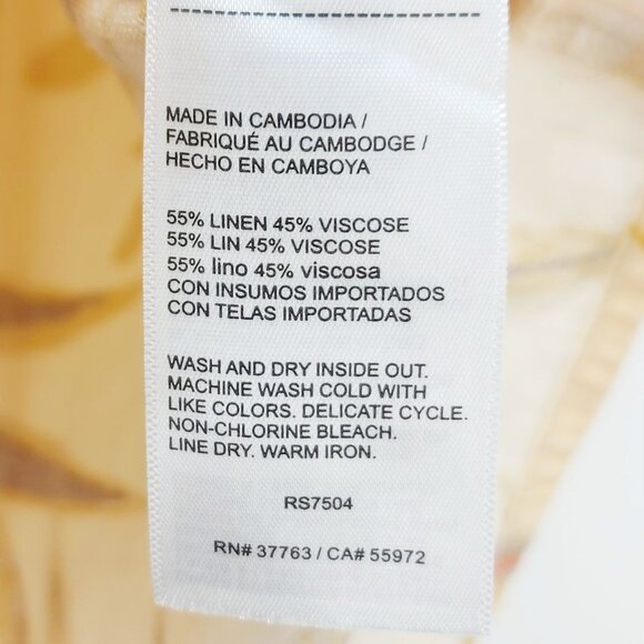 Rafaella Womens Short Sleeve Button-Down Shirt size M Linen-Blend Tropical Print - Picture 5 of 8